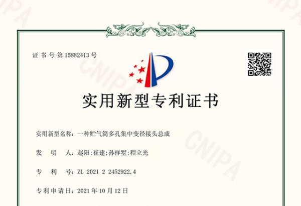 一种贮气筒多孔集中变径接头总成